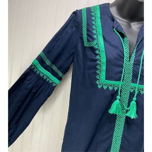 J. CREW Linen Blend Long Sleeve Boho Blouse - Picture 2 of 6